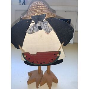 HTF 1970’s Wooden Black Crow On A Farm, Vintage 10”High x 8” Wide